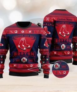 Boston Red Sox Football Team Logo Custom Name Ugly Christmas Sweater Perfect Holiday Gift