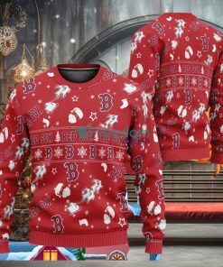 Boston Red Sox Style MLB Santa Reindeer Rides Ugly Christmas 3D Sweater Gift For Men Women