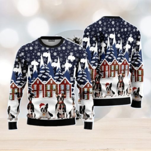 Boston Terrier Family Christmas Unisex Ugly Sweater