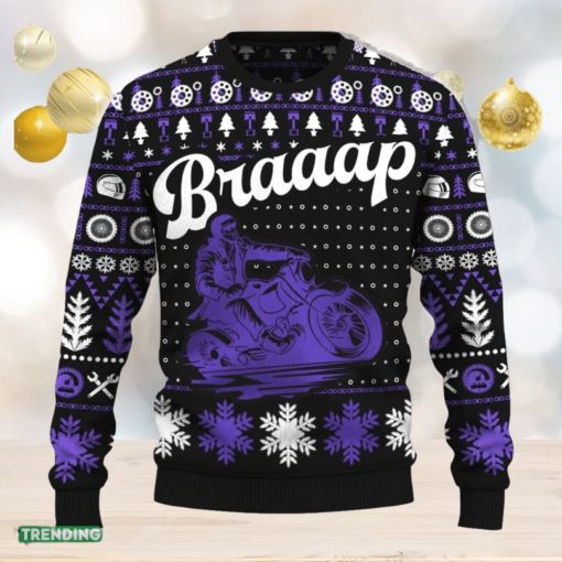 Braaap Cruiser Motorcycle Ugly Christmas Sweater New Pattern Motorcross Holidays Gift Fans