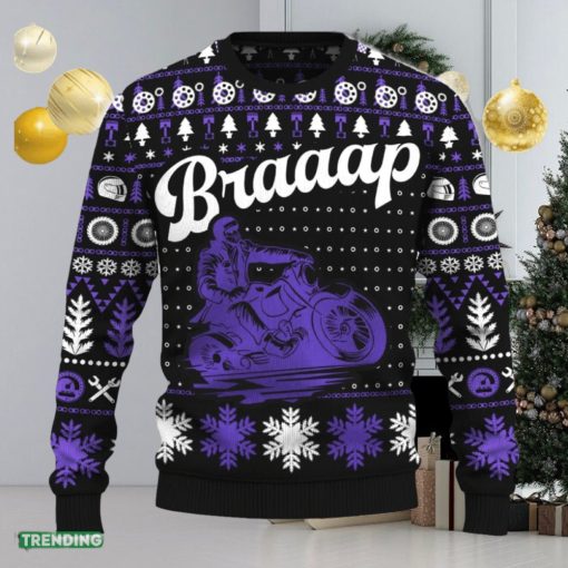 Braaap Cruiser Motorcycle Ugly Christmas Sweater New Pattern Motorcross Holidays Gift Fans