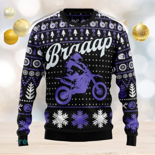 Braaap Moto Cozy Ugly Christmas Sweater New Pattern Motorcross Holidays Gift Fans