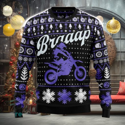 Braaap Moto Cozy Ugly Christmas Sweater New Pattern Motorcross Holidays Gift Fans