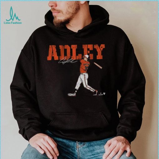 BreakingT Men’s Baltimore Orioles Black Adley Rutschman Swing Graphic T Shirt