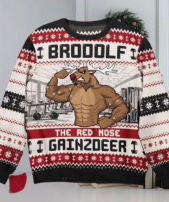 Brodolf The Red Nose Xmas Gainzdeer Gymer Fitness Christmas Ugly Sweater