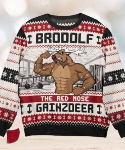 Brodolf The Red Nose Xmas Gainzdeer Gymer Fitness Christmas Ugly Sweater