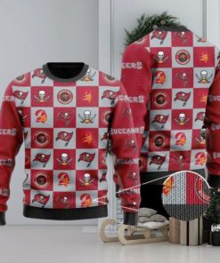 Buccaneers Logo Checkered Flannel Design Knitted Ugly Christmas Sweater