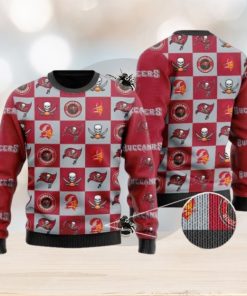 Buccaneers Logo Checkered Flannel Design Knitted Ugly Christmas Sweater