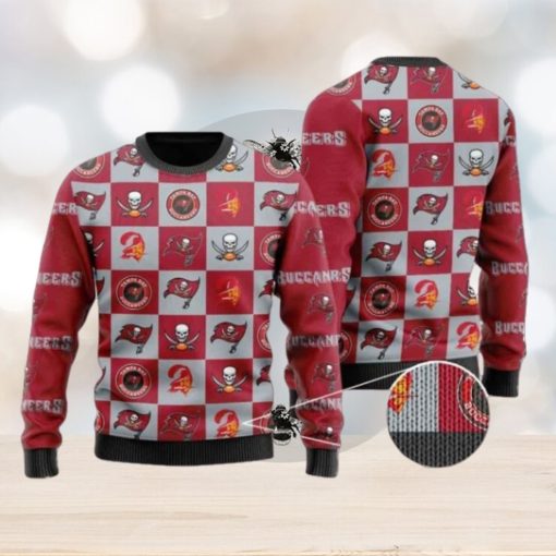 Buccaneers Logo Checkered Flannel Design Knitted Ugly Christmas Sweater