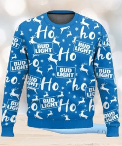 Bud Light Christmas Hohoho Reindeer Pattern Ugly Sweater