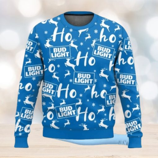 Bud Light Christmas Hohoho Reindeer Pattern Ugly Sweater