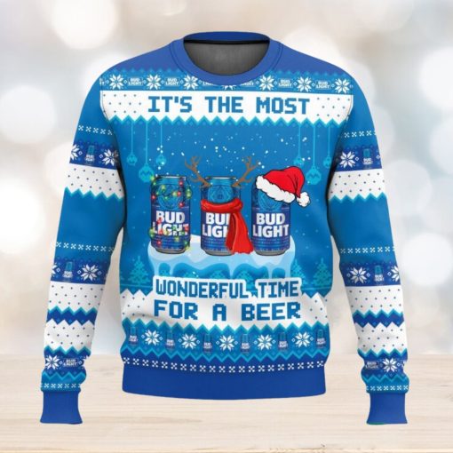 Bud Light It’s The Most Wonderful Time For A Beer Christmas Ugly Sweater Special Gift For Xmas