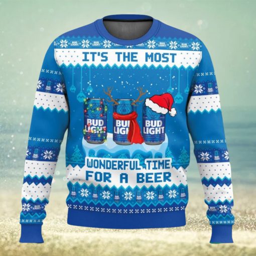 Bud Light It’s The Most Wonderful Time For A Beer Christmas Ugly Sweater Special Gift For Xmas