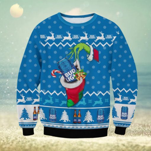 Bud Light The Grinch Hand Santa Ugly Christmas Sweater