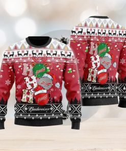 Budweiser Beer Ho Ho Ho Christmas All Over Print Thicken Sweater For Men And Women Gift Christmas