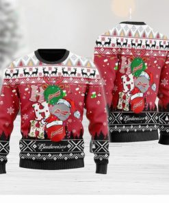 Budweiser Beer Ho Ho Ho Christmas All Over Print Thicken Sweater For Men And Women Gift Christmas