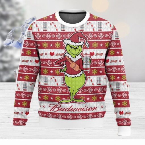 Budweiser Grinch All Over Printed Ugly Christmas Sweater 2023 Christmas Gift Ideas Holiday Gift