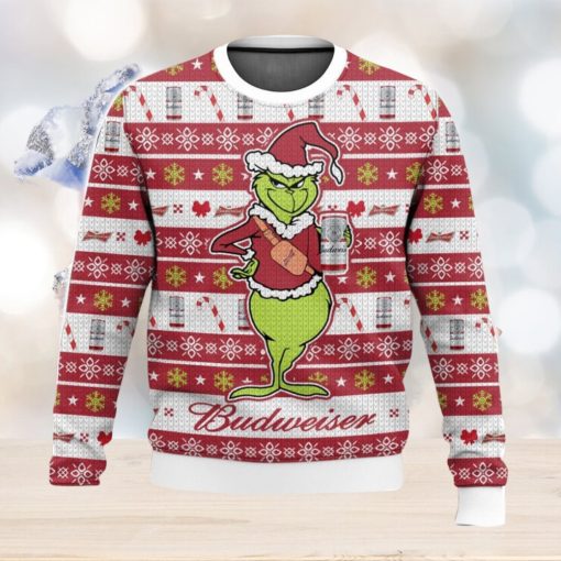 Budweiser Grinch All Over Printed Ugly Christmas Sweater 2023 Christmas Gift Ideas Holiday Gift