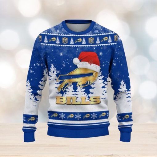 Buffalo Bills Logo Wearing Santa Hat Christmas Gift Ugly Christmas Sweater For Men And Women Gift