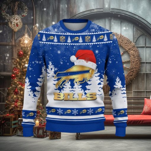 Buffalo Bills Logo Wearing Santa Hat Christmas Gift Ugly Christmas Sweater For Men And Women Gift