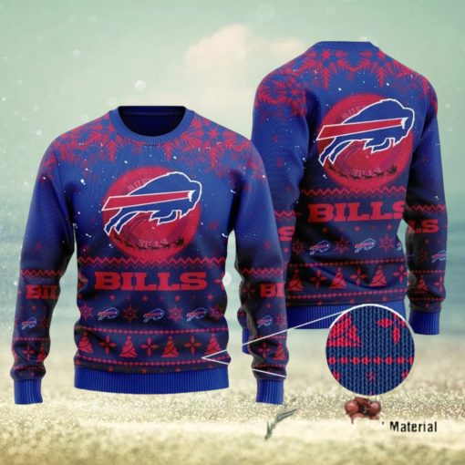 Buffalo Bills Santa Claus In The Moon Ugly Christmas Sweater Perfect Holiday Gift