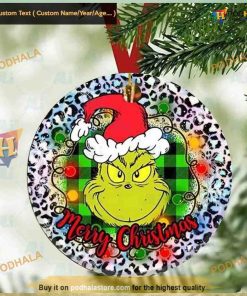 Buffalo Plaid Grinch Face Ornament, The Grinch Christmas Tree Ornaments