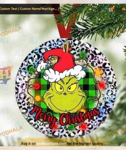 Buffalo Plaid Grinch Face Ornament, The Grinch Christmas Tree Ornaments