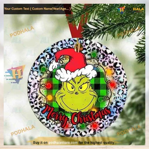 Buffalo Plaid Grinch Face Ornament, The Grinch Christmas Tree Ornaments