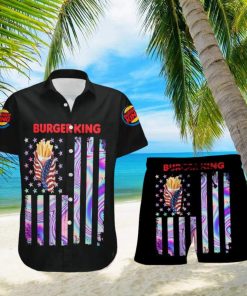 Burger King USA Flag Aloha Summer Beach Hawaiian Combo Shirt And Short Gift Hawaiian For Mens