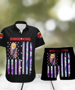 Burger King USA Flag Aloha Summer Beach Hawaiian Combo Shirt And Short Gift Hawaiian For Mens