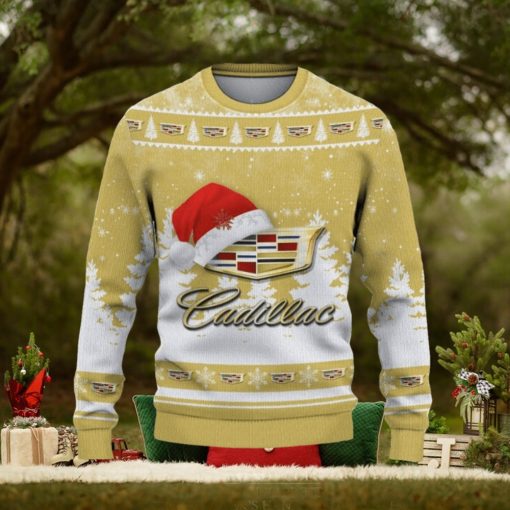 Cadillac Ugly Christmas Sweater Car Lovers Santa Hat Tree Christmas For Fans Gift