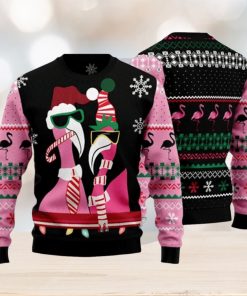 Candy Cane Flamingo Ugly Christmas Sweater