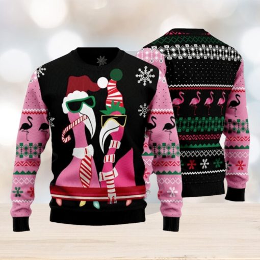 Candy Cane Flamingo Ugly Christmas Sweater