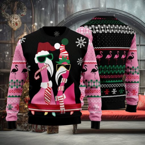 Candy Cane Flamingo Ugly Christmas Sweater