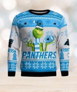 Carolina Panthers Grinch Snowflake Pattern Ugly Sweater Christmas