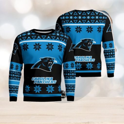 Carolina Panthers Logo Big Snowflake Pattern Ugly Christmas Sweater