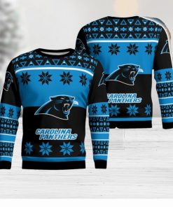 Carolina Panthers Logo Big Snowflake Pattern Ugly Christmas Sweater