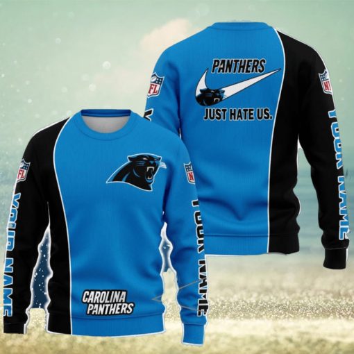 Carolina Panthers NFL Just Hate Us Personalized For Fans Sweater New