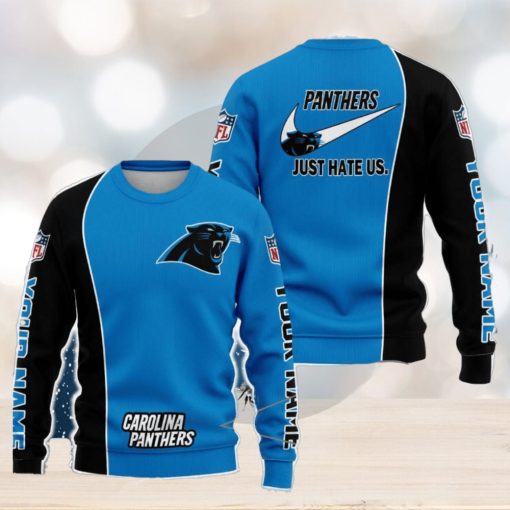 Carolina Panthers NFL Just Hate Us Personalized For Fans Sweater New