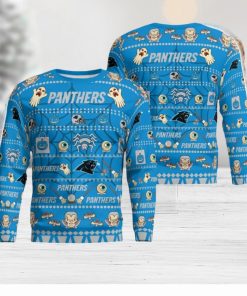 Carolina Panthers Pumpkin Halloween Spooky Ghost Pattern Funny Xmas Gift 3D Sweater Amazing Gift Men And Women Gift