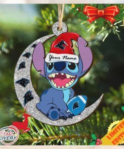 Carolina Panthers Stitch Ornament NFL Christmas And Stitch With Moon Ornament