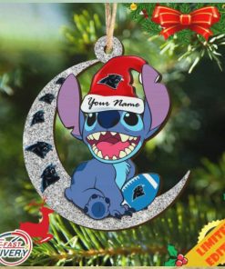 Carolina Panthers Stitch Ornament NFL Christmas And Stitch With Moon Ornament