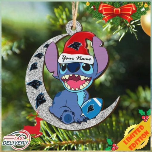 Carolina Panthers Stitch Ornament NFL Christmas And Stitch With Moon Ornament