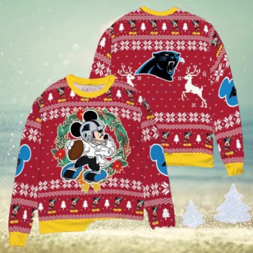 Carolina Panthers x Mickey Mouse Ugly Christmas Sweater