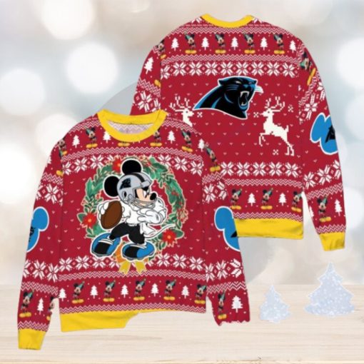 Carolina Panthers x Mickey Mouse Ugly Christmas Sweater