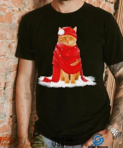 Cat Hat Santa Scarf Christmas Shirt