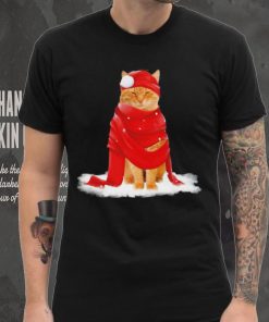 Cat Hat Santa Scarf Christmas Shirt