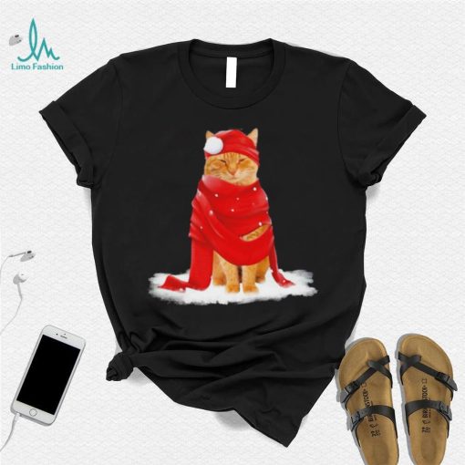 Cat Hat Santa Scarf Christmas Shirt