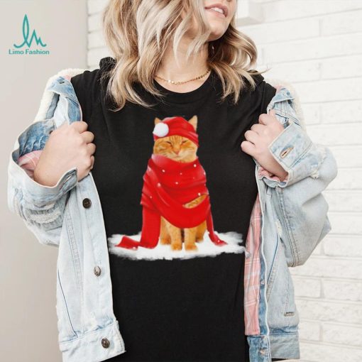 Cat Hat Santa Scarf Christmas Shirt