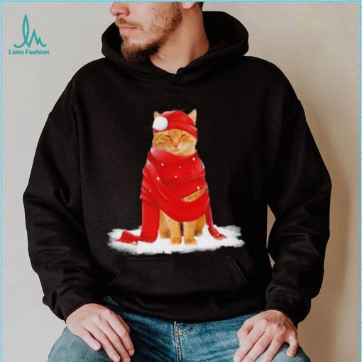 Cat Hat Santa Scarf Christmas Shirt